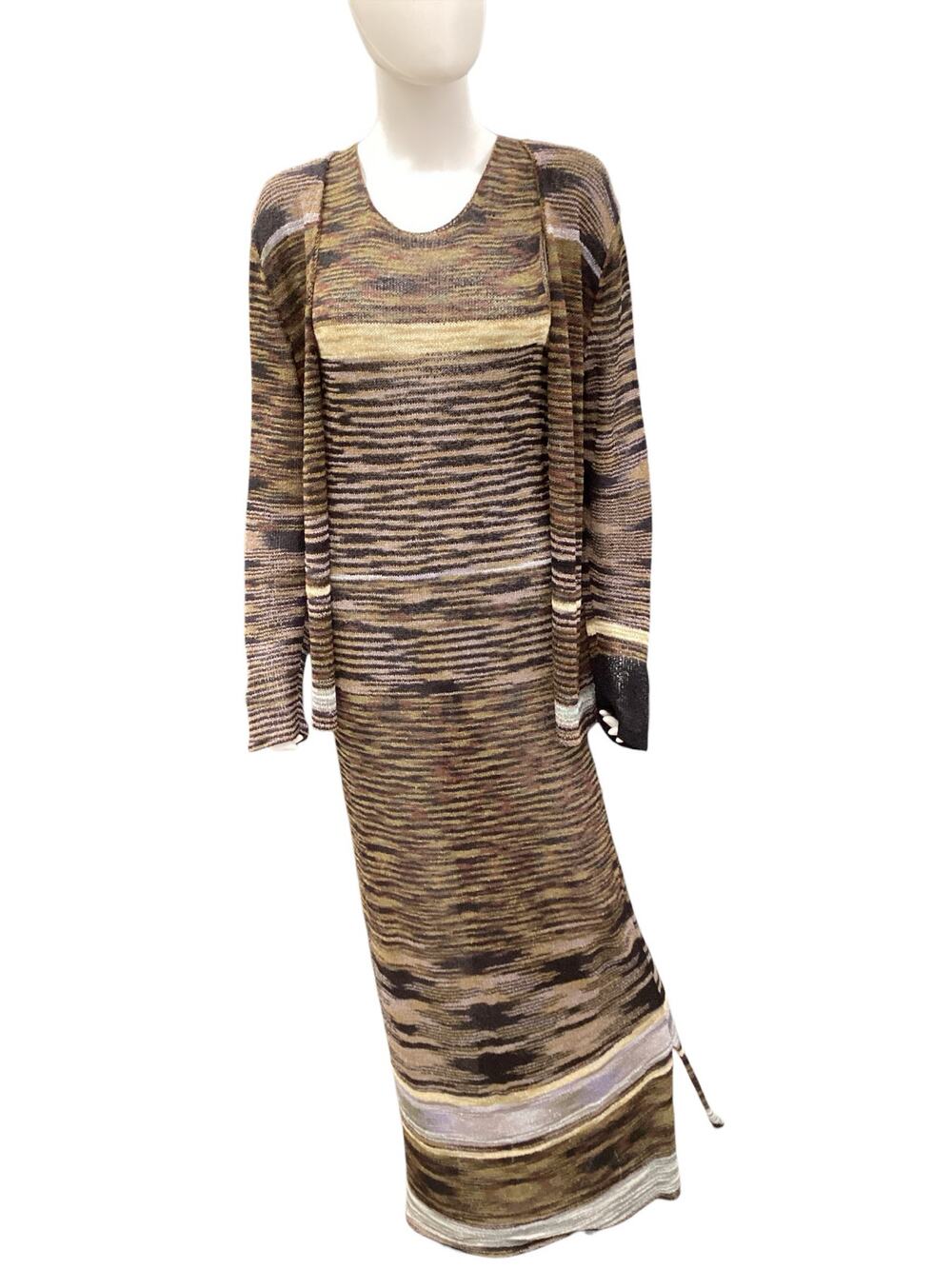 Vintage Carol Horn Set Women’s Size M (L On The Tag) Knit Cardigan+Long Dress